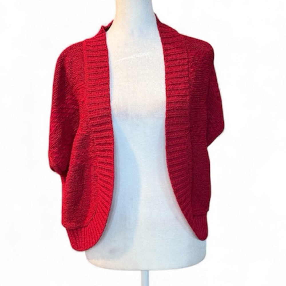 Mercer & Madison Vibrant Red Women's Open Front Shrug‎ Style Cardigan Large NWT